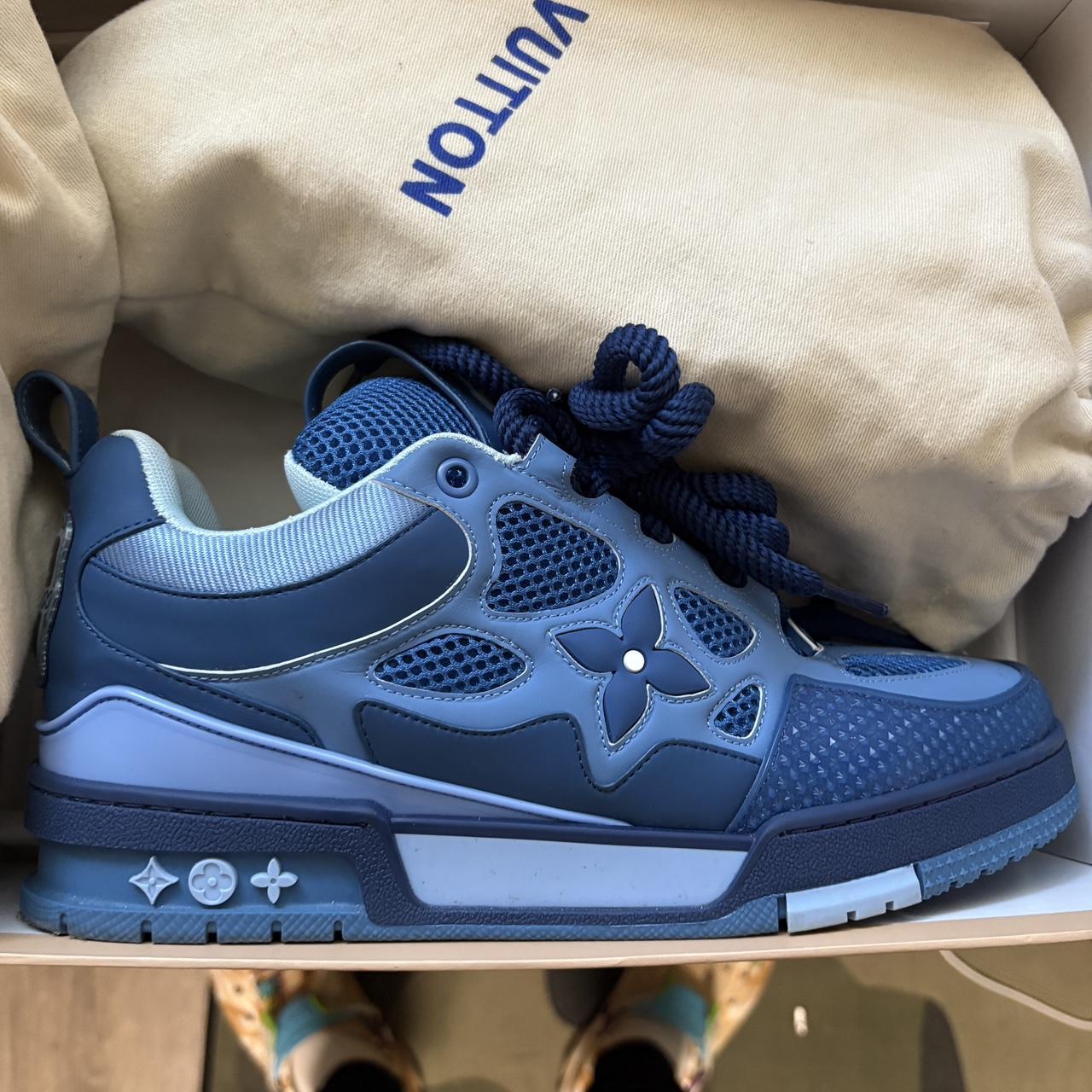 P0 Louis Vuitton Men's Blue and Navy Trainers - Image 1